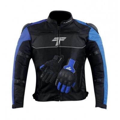 Tarmac One III Black/Sky Blue/Royal Blue Jacket Level 2 + PU chest protectors FREE Tarmac Tex Blue gloves in same size